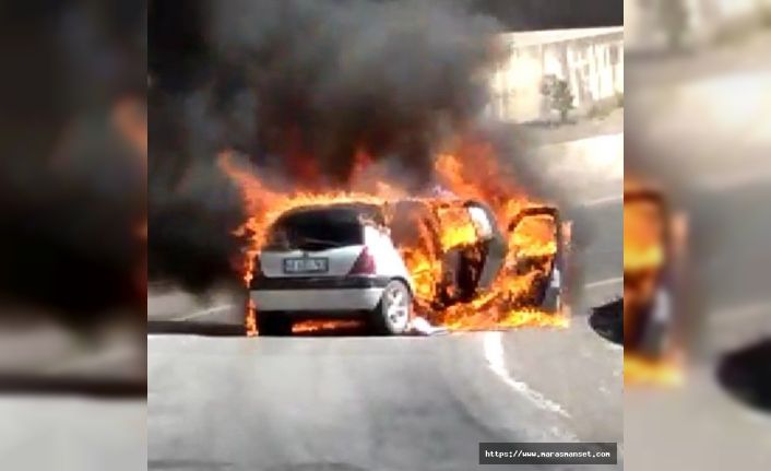 Kahramanmaraş’ta otomobil alev alev yandı